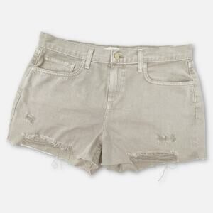 L’Agence Women's Audrey Cut Off Cotton Shorts Mid Rise Size 30 Biscuit